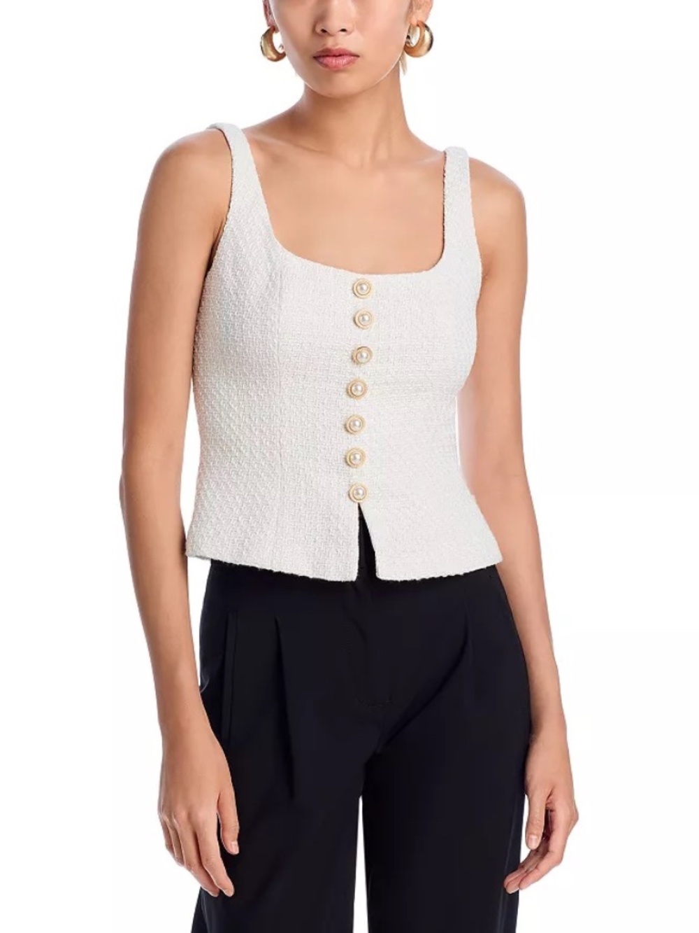 Aqua Tweed Tank top White/Cream Bloomingdale's Size XS NWT Bloomingdale's